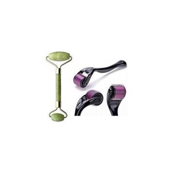 Make up Time Dermaroller 0,5 mm 540 Iğneli Cilt Yenileme Aleti Jade Roller 2'li Yeşim Taşı Masaj Aleti