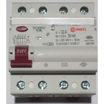 Makel 4X32A 30 Ma Kaçak Akım Şalteri