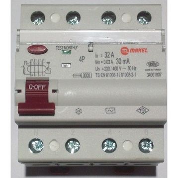 Makel 4X32A 30 Ma Kaçak Akım Şalteri