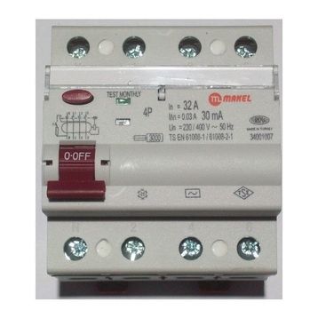 Makel 4X32A 30 Ma Kaçak Akım Şalteri