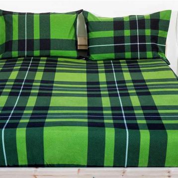 Maki Pazen Flanel Yeşil Ekose 100x200 cm %100 Pamuk Tek Kişilik Lastikli Çarşaf Takımı