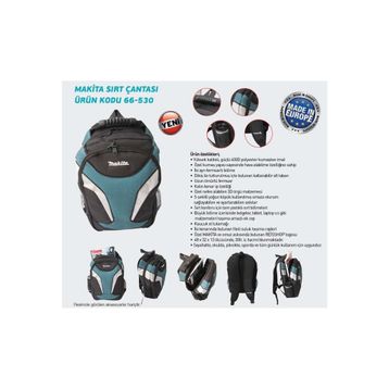 Makita 66-530 Alet Sırt Çantası