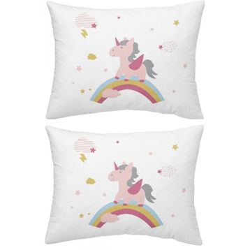 Makiteks Unicorn Atlar Gökkuşağı 2 Adet 50x70 cm %100 Pamuk Yastık Kılıfı