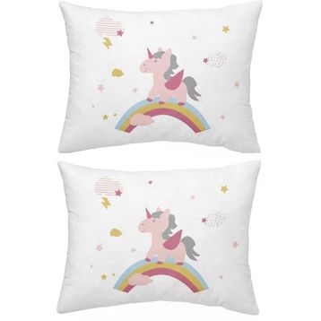 Makiteks Unicorn Atlar Gökkuşağı 2 Adet 50x70 cm %100 Pamuk Yastık Kılıfı