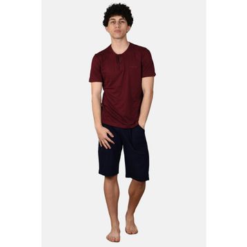 Malabadi 6022 Bordo Şortlu Erkek Pijama Takımı