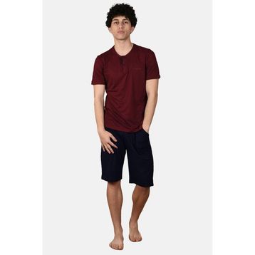 Malabadi 6022 Bordo Şortlu Erkek Pijama Takımı