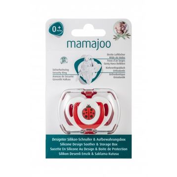 Mamajoo 0+ Ay Uğur Böceği Saklama Kutulu Desenli Ortodontik Silikon Emzik