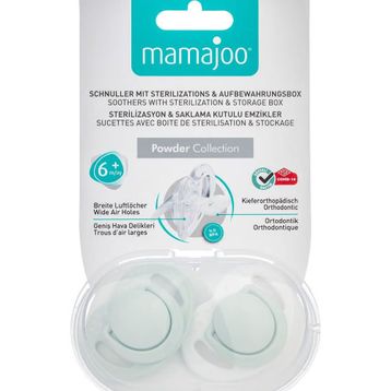 Mamajoo 12 Ay 2'li Sterilizasyon Saklama Kutulu Powder Green Desenli Ortodontik Emzik