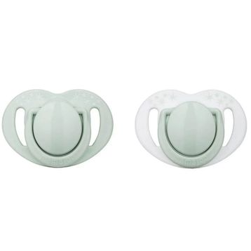Mamajoo 6 Ay + Sterilizasyon & Saklama Kutulu Silikon Ortodontik İkili Emzik Powder Green