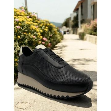 Mammamia D25YA-3540 Siyah Deri Tam Ortopedik Kadın Casual Günlük Ayakkabı