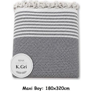 Mandaş Koyu Gri Pamuklu 180 x 310 cm Kaymaz Hasır Dokuma Kolları Örten Koltuk Örtüsü