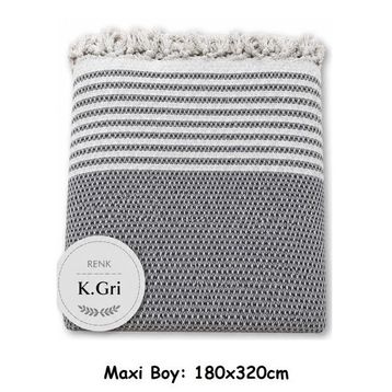 Mandaş Koyu Gri Pamuklu 180 x 310 cm Kaymaz Hasır Dokuma Kolları Örten Koltuk Örtüsü