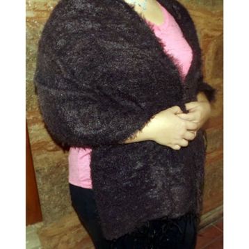 Mandaş Style Siyah El Dokuma Angora Bayan Şalı