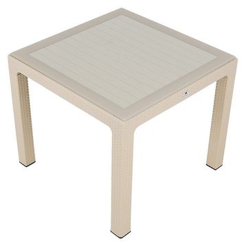 Mandella 90x90 cm Elit Rattan camlı Çöl Beji Masa