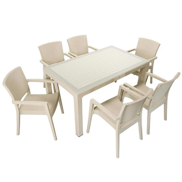 Mandella Elit Rattan 90x150 cm Eylül Koltuk Çöl Beji Camlı Masa Takımı