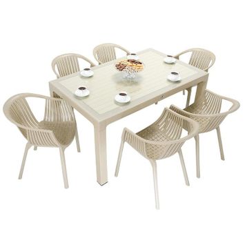 Mandella Wood 90x150 CM Roma Koltuk Çöl Beji Camlı Masa Takımı