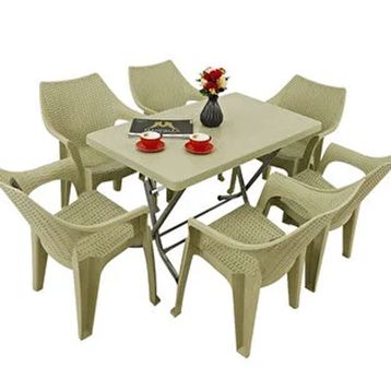 Mandella Zeugma 70x120 cm Katlanır Ayak 6 Kişilik Polo Çöl Beji Koltuk Masa Takımı
