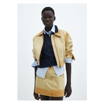 Mango Woman 57015138 Kullanılmış Efektli Bomber Kahverengi Kadın Ceket