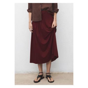 Mango Woman 57016718 İri Pileli Siyah Kadın Midi Etek