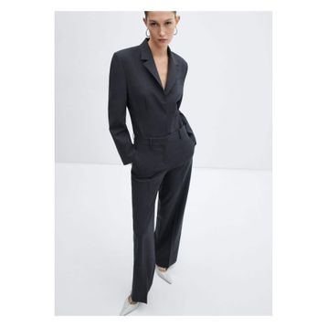 Mango Woman 67014483 Bedene Oturan Gri Kadın Blazer Ceket Modeli Yün Body