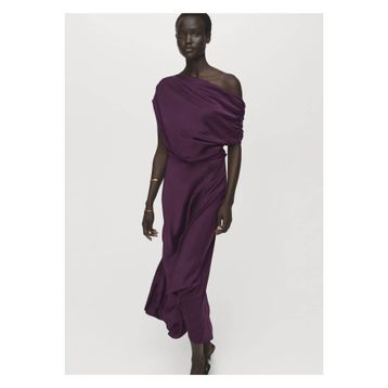 Mango Woman Asimetrik Saten Elbise