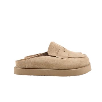 Manijero Ziva Hakiki Deri Loafer Platform Vizon Kadın Terlik