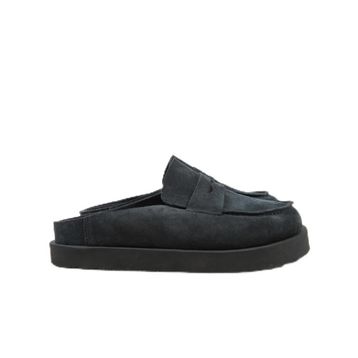 Manijero Ziva Kadın Hakiki Deri Loafer Platform Antrasit Terlik