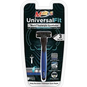 Mans Universal Fit 3 Bıçaklı Kayganlaştırıcı Bantlı ve Kolay Durulanan Seramik Kaplı Bıçaklar Sistem Tıraş Bıçağı