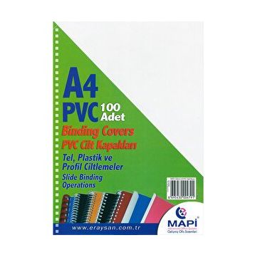 Mapi 160 Mikron Beyaz A4 100'lü Pvc Cilt Kapağı