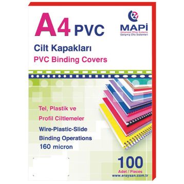 Mapi 160 Mikron Kırmızı A4 100'lü Pvc Cilt Kapağı