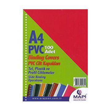 Mapi 160 Mikron Kırmızı A4 100'lü Pvc Cilt Kapağı
