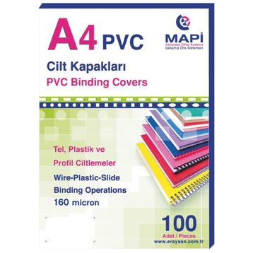 Mapi 160 Mikron Lacivert A4 100'lü Pvc Cilt Kapağı