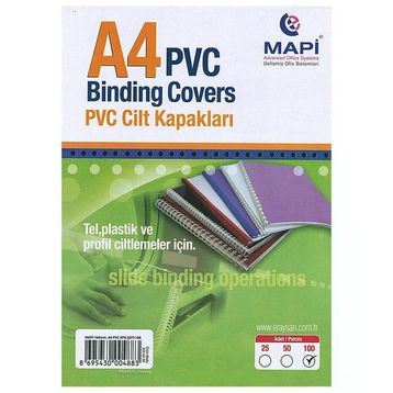 Mapi 160 Mikron Mavi A4 100'lü Pvc Cilt Kapağı