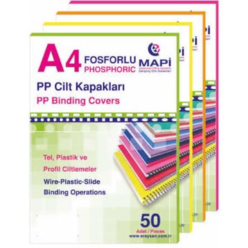 Mapi 550 mic A4 50'lı Fosforlu Yeşil Opak Pvc Cilt Kapağı