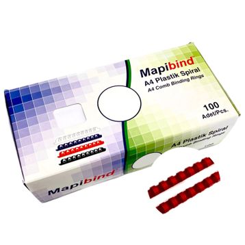 Mapibind 14 mm Kırmızı 100 Adet Plastik Spiral