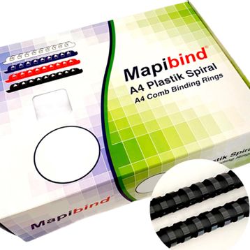 Mapibind 18 mm Siyah 100 Adet Plastik Spiral