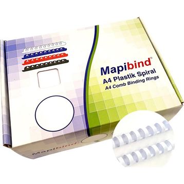 Mapibind 22 mm Beyaz 100 Adet Plastik Spiral