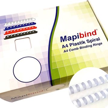 Mapibind 22 mm Beyaz 100 Adet Plastik Spiral