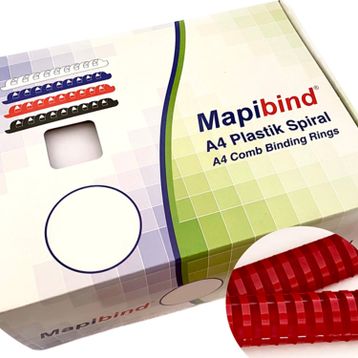 Mapibind 38 mm Kırmızı 50 Adet Plastik Spiral