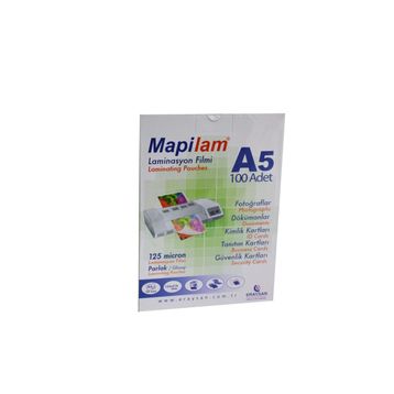 Mapilam 125 Mikron A5 Parlak Polyester 100'lü Laminasyon Filmi