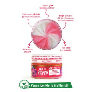Mara 300 gr Dreamberry Değerli Yağlar İçeren Çilek Vücut Peeling