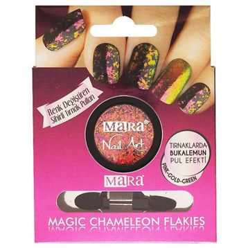 Mara Magic Chameleon Flakies Pink-Gold-Green Tırnak Süsü