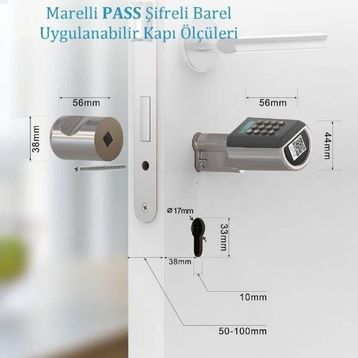 Marelli Pass Bnb Air Bnb Fonksiyonlu Şifreli Çelik Kapı Kilidi Kapı Göbeği