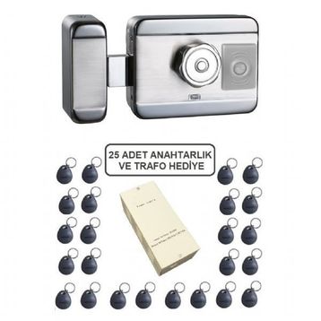 Marelli Sensörlü Motorlu Sessiz + Güvenli Manyetik Elektrikli Trajlı Apartman Kapı Kilidi Motorlu Otomat + Kartlı Sistemi + Trafosu + 25 Çip