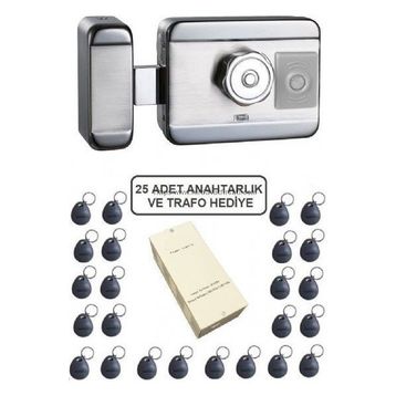 Marelli Sensörlü Motorlu Sessiz + Güvenli Manyetik Elektrikli Trajlı Apartman Kapı Kilidi Motorlu Otomat + Kartlı Sistemi + Trafosu + 25 Çip