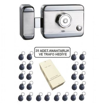 Marelli Smart Motorlu Otomat Sessiz-Güvenli Elektrikli Trajlı Apartman Kapı Kilidi + Kartlı Sistemi + Trafosu + 25 Çip