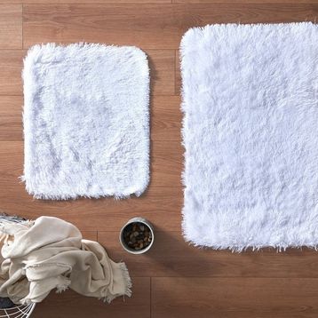 MarkaEv İkili Beyaz Tavşan Tüyü Banyo Takımı