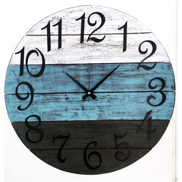 Markakanvas Metal Rakamlı Eskitme Ahşap 42x42 cm Duvar Saati