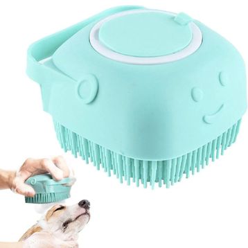 Markapet 11 cm Mavi Şampuan Hazneli Kedi Köpek Silikon Duş Fırçası