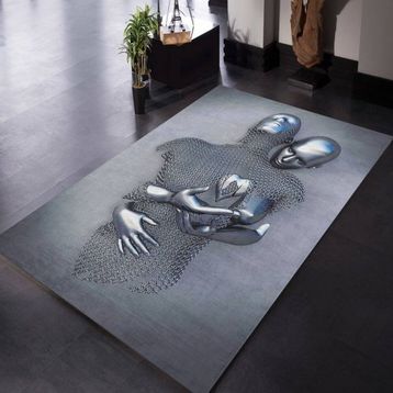 Markapia Dijital Baskılı Metal Heykel Çift Desenli Halı